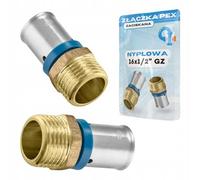 Rimex - Acoplamiento de presión (rosca exterior PEX, 16 x 1/2", latón, macizo, compatible con mordazas de prensado en U)