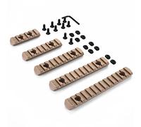RimFly Rail Picatinny Pack 5 Rieles Marrones + Tornillos Mlok y Llave Airsoft para Rifle 20/21mm Tactico Adaptador Weaver Accesorios Arma de Caza Visor de Paintball Handguard Keymod