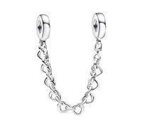 Rimgoris Charm Corazón con Cadena de Seguridad, Compatible con Pulseras Pandora Moments Regalo Día de la Madre para Mamá