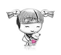 Rimgoris Charm de Plata de Ley 925 de para Pulseras de Mujer Collar Colgante Regalo Cumpleaños Niña Doble Coleta