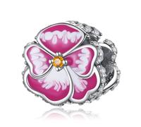 Rimgoris Charm de Plata de Ley 925 de para Pulseras de Mujer Collar Regalo Colgante Flor Pensamiento Rosa
