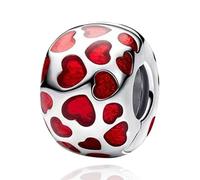 Rimgoris Charm de plata de ley 925 para pulseras y collares de mujer Clip lleno de corazón Clip lleno de corazón