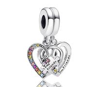 Rimgoris Charm Pandora Corazón Puzzle Amigos Verdaderos Regalo Día de la Madre Compatible con Pulseras Pandora Moments Detalle Emocional para Mamá