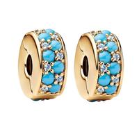 Rimgoris Colgantes de Abalorios Aqua Blue Clips Charms Originales Plata de Ley 925 con Circonita Cúbica para Pandora & Europeo Pulseras Brazaletes Collares para Mujer Paquete de 2