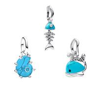 Rimgoris Colgantes de Abalorios Blue Whale Fishbone Conch Charms Originales Plata de Ley 925 con Circonita Cúbica para Pandora & Europeo Pulseras Brazaletes Collares para Mujer