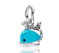 Rimgoris Colgantes de Abalorios Turquoise Blue Whale Pendant Charms Originales Plata de Ley 925 con Circonita Cúbica para Pandora & Europeo Pulseras Brazaletes Collares para Mujer
