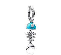 Rimgoris Colgantes de Abalorios Turquoise Fishbone Pendant Charms Originales Plata de Ley 925 con Circonita Cúbica para Pandora & Europeo Pulseras Brazaletes Collares para Mujer