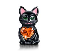 Rimgoris Plata de ley 925 Charm para mujeres pulseras collar Charm Gato Negro Corazón Rojo Pulsera Mujer