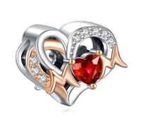 Rimgoris Plata de ley 925 Charm para mujeres pulseras collar Colgante Pulsera Mujer Corazón Rubí Oro Rosa Día de la Madre