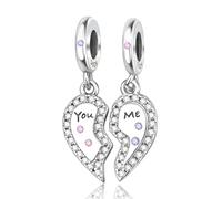 Rimgoris Pulseras de plata de ley 925 para mujer, collar con colgante de corazón I'm with you, abalorio para el Día de la Madre con circonitas.