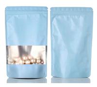 Rimiko 100 Piezas Bolsa Ziploc de Pie con Ventana, Bolsa de Embalaje Resellable de Aluminio, Bolsa de Mylar con Cierre para Almacenamiento de Alimentos, Granos Café, Dulces (Cielo Azul,16x24cm)