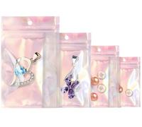 Rimiko 100 Piezas de Bolsas Transparentes Resellables, Bolsas Mylar Holográficas Ziplock, Bolsa Zip Hermética para Embalaje de Muestras, Venta al por Menor y Alimentos (Iridiscente, 7x10 cm)