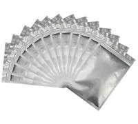 Rimiko 50 Piezas Bolsa Zip Aluminio Plano para Alimentos, Bolsa Resellable y Termosellable, Bolsa de Mylar Herméticas Autocierre para Conservar de Granos Café, Dulces (Plateado,16x24cm)