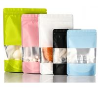 Rimiko 50 Piezas Bolsa Ziploc de Colores de Pie con Ventana, Bolsa de Embalaje Resellable de Aluminio, Bolsa de Mylar con Cierre para Almacenamiento de Alimentos(5 Colores Mezclados,15x22cm)