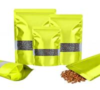 Rimiko 50 Piezas Bolsa Ziploc de Pie con Ventana, Bolsa de Embalaje Resellable de Aluminio, Bolsa de Mylar con Cierre para Almacenamiento de Alimentos, Granos Café, Dulces (Verde,12x20cm)