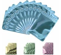 Rimiko 50 Piezas de Bolsas Aluminio Resellables, Bolsas Mylar Transparente para Alimentos, Bolsa Zip Hermética para Embalaje del Producto, Venta al por Menor (Azul Metálico, 14x20cm)