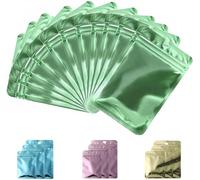 Rimiko 50 Piezas de Bolsas Aluminio Resellables, Bolsas Mylar Transparente para Alimentos, Bolsa Zip Hermética para Embalaje del Producto, Venta al por Menor (Verde Metálico, 7x10cm)