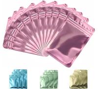 Rimiko 50 Piezas de Bolsas Aluminio Resellables, Bolsas Mylar Transparente para Alimentos, Bolsa Zip Hermética para Embalaje del Producto, Venta al por Menor (Rosa Metálico, 8x13cm)