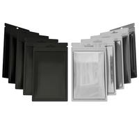 Rimiko 50 Piezas de Bolsas Aluminio Resellables, Mylar Auto Sellante para Alimentos, Plástico Hermética para Embalaje de Muestras (Negro, 10x18cm)