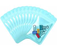 Rimiko 50 Piezas de Bolsas Herméticas con Cierre Zip, Bolsas de Mylar Resellables para Alimentos con Orificio para Colgar, Bolsa Plástica Ziplock para Embalaje del Producto (Cielo Azul, 7,5x10 cm)