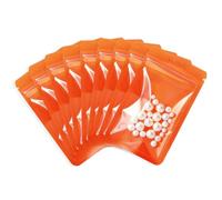 Rimiko 50 Piezas de Bolsas Herméticas Planas con Cierre Zip, Bolsas de Mylar Resellables para Alimentos con Orificio para Colgar, Bolsa Plástica Ziplock para Embalaje del Producto (Naranja, 16x24 cm)