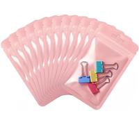 Rimiko 50 Piezas de Bolsas Herméticas Planas con Cierre Zip, Bolsas de Mylar Resellables para Alimentos con Orificio para Colgar, Bolsa Plástica Ziplock para Embalaje del Producto (Rosado, 7,5x10 cm)