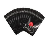 Rimiko 50 Piezas de Bolsas Herméticas Planas con Cierre Zip, Bolsas de Mylar Resellables para Alimentos con Orificio para Colgar, Bolsa Plástica Ziplock para Embalaje del Producto (Negro, 10,5x15cm)