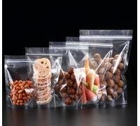 Rimiko 50 Piezas de Bolsas Ziplock de Pie para Alimentos, Bolsas Hermético Reutilizables, Empaque Transparente para Almacenamiento Snacks, Granos Café, Paquete al por Menor (16x24cm)