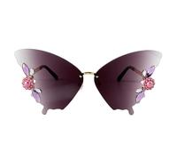 Rimless Butterfly Crystal Sunglasses - Rhinestone Festival Eyewear, UV Protective Fashion Shades, Luxury Statement Glasses | Women Beach Driving Hiking Outdoor Events, Summer Travel, Party Styling