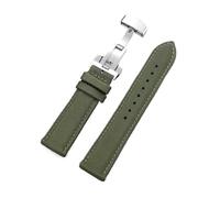 Rimmean 1 Correa de Reloj con Hebilla Mariposa, Resistente al Agua, Tela Vela, 20 mm y 22(Green,22mmGold Buckle)
