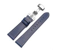 Rimmean 1 Correa de Reloj Piel Vacuno 18 mm o 20/22 con Hebilla Mariposa y Cierre liberación rápida for Hombre Mujer(Blue,20mmGold Buckle)