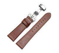 Rimmean 1 Correa de Reloj Piel Vacuno 18 mm o 20/22 con Hebilla Mariposa y Cierre liberación rápida for Hombre Mujer(Red Brown,18mm Gold Buckle)