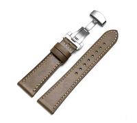 Rimmean 1 Correa de Reloj Piel Vacuno 18 mm o 20/22 con Hebilla Mariposa y Cierre liberación rápida for Hombre Mujer(Green,22mmGold Buckle)