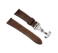 Rimmean 1 Correa de Reloj Piel Vacuno 22 mm o 24 for Pulsera con Cierre Mariposa y Hebilla(Brown,22mmWith Silver Buckle)