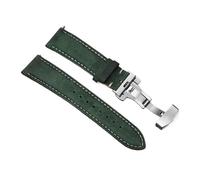 Rimmean 1 Correa de Reloj Piel Vacuno 22 mm o 24 for Pulsera con Cierre Mariposa y Hebilla(Green,24mmWith Gold Buckle)