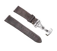 Rimmean 1 Correa de Reloj Piel Vacuno 22 mm o 24 for Pulsera con Cierre Mariposa y Hebilla(Grey,24mmWith Rose Buckle)