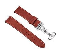 Rimmean 1 Correa de Reloj Piel Vacuno 22 mm o 24 for Pulsera con Cierre Mariposa y Hebilla(Red,22mmWith Black Buckle)