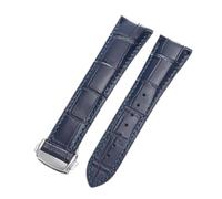 Rimmean 1 Correa Universal de Piel auténtica for Hombre y Mujer, 19 mm, 20, 21 22, con Hebilla Mariposa, Compatible Relojes Inteligentes(Blue,19mmBlack Buckle)
