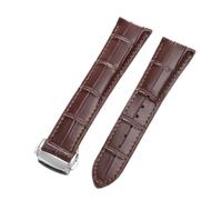 Rimmean 1 Correa Universal de Piel auténtica for Hombre y Mujer, 19 mm, 20, 21 22, con Hebilla Mariposa, Compatible Relojes Inteligentes(Brown,20mm Silver Buckle)