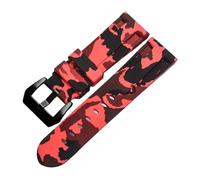 Rimmean 1 Correa Universal for Reloj de Pulsera, Color Azul Camuflaje Gris, Disponible en 20 mm, 22, 24 y 26(Camo Red Black,24mm)