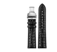 Rimmean 1 Pulsera marrón y Negra for Hombre Mujer, Correa de Piel cocodrilo Azul, 16 mm, 17, 18 19(Black SK,17mm)