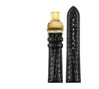 Rimmean 1 Pulsera marrón y Negra for Hombre Mujer, Correa de Piel cocodrilo Azul, 16 mm, 17, 18 19(Black G,17mm)