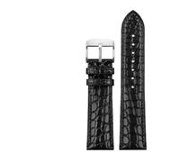 Rimmean 1 Pulsera marrón y Negra for Hombre Mujer, Correa de Piel cocodrilo Azul, 16 mm, 17, 18 19(Black Silver,16mm)