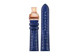 Rimmean 1 Pulsera marrón y Negra for Hombre Mujer, Correa de Piel cocodrilo Azul, 16 mm, 17, 18 19(Blue RG,17mm)