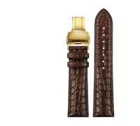 Rimmean 1 Pulsera marrón y Negra for Hombre Mujer, Correa de Piel cocodrilo Azul, 16 mm, 17, 18 19(Brown G,18mm)