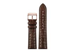 Rimmean 1 Pulsera marrón y Negra for Hombre Mujer, Correa de Piel cocodrilo Azul, 16 mm, 17, 18 19(Brown Rosegold,18mm)