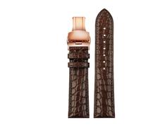 Rimmean 1 Pulsera marrón y Negra for Hombre Mujer, Correa de Piel cocodrilo Azul, 16 mm, 17, 18 19(Brown RG,16mm)