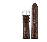 Rimmean 1 Pulsera marrón y Negra for Hombre Mujer, Correa de Piel cocodrilo Azul, 16 mm, 17, 18 19(Brown Silver,17mm)