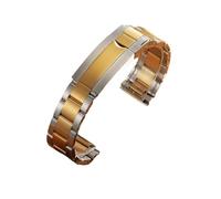 Rimmean 1 Unidad de Correas Acero Inoxidable con Hebilla Plegable y Extremo Curvo 20 mm, 21 o 22 for Hombre, Pulseras Cinturones metálicos for la muñeca(Silver Gold,20mm)