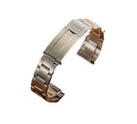 Rimmean 1 Unidad de Correas Acero Inoxidable con Hebilla Plegable y Extremo Curvo 20 mm, 21 o 22 for Hombre, Pulseras Cinturones metálicos for la muñeca(Silver,20mm)